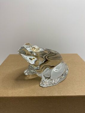 Vintage BACCARAT FRANCE Crystal Clear FROG figural paperweight